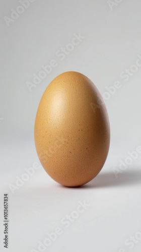 Single brown egg, white background, 4K hyperrealistic photo