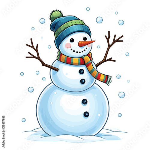 Playful Snowman Vector Illustration