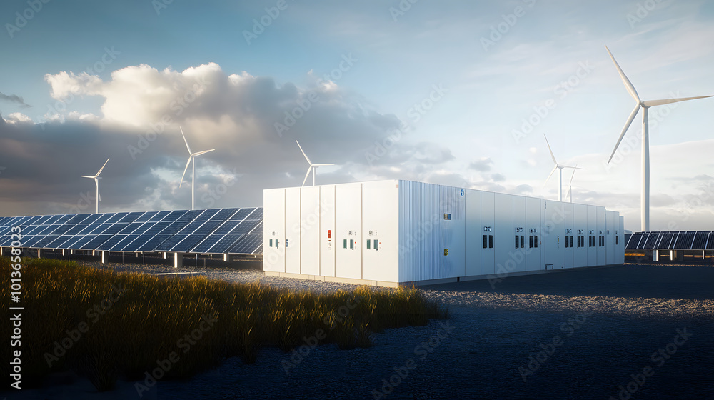 Solar Panels and Wind Turbines at a Clean Energy Farm design Solar Panels and Wind Turbines at a Clean Energy Farm design