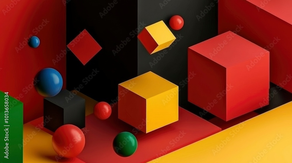 Abstract Composition with Red, Yellow, and Blue Geometric Shapes Abstract Composition with Red, Yellow, and Blue Geometric Shapes