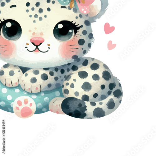 Cute Leopard Illustration on White Background