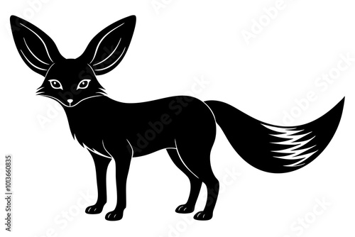 Fennec Fox Small with Oversized Ears and a Sleek Body Silhouette Vector Illustration photo