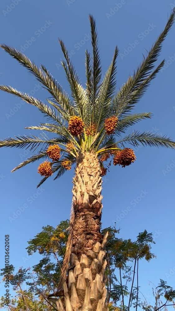 Tropical view with a palm tree under sky