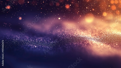 Abstract Blurred Background with Golden and Purple Bokeh Lights