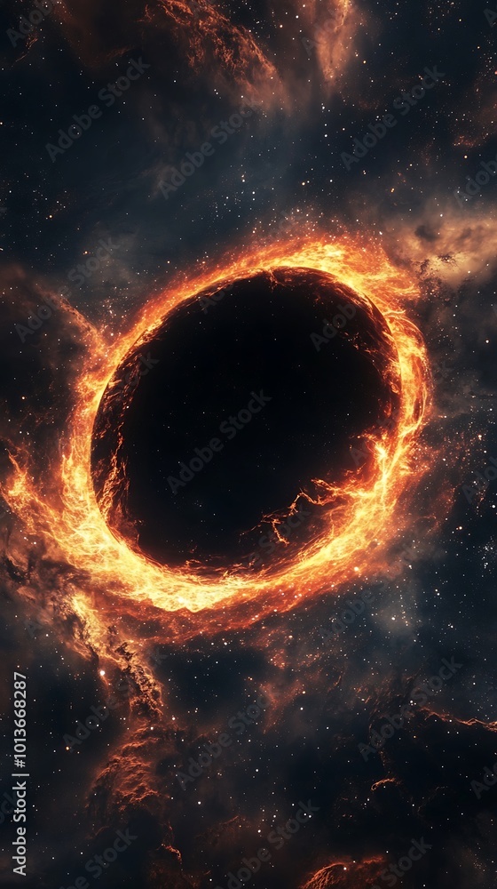 Stunning cosmic ring surrounded by a dazzling and glowing galactic universe Stunning cosmic ring surrounded by a dazzling and glowing galactic universe