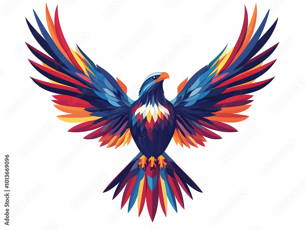 Fototapeta premium Flat Eagle Emblem with Folded American Flag - Proud to Serve Patriotic Vector Design Celebrating Veterans