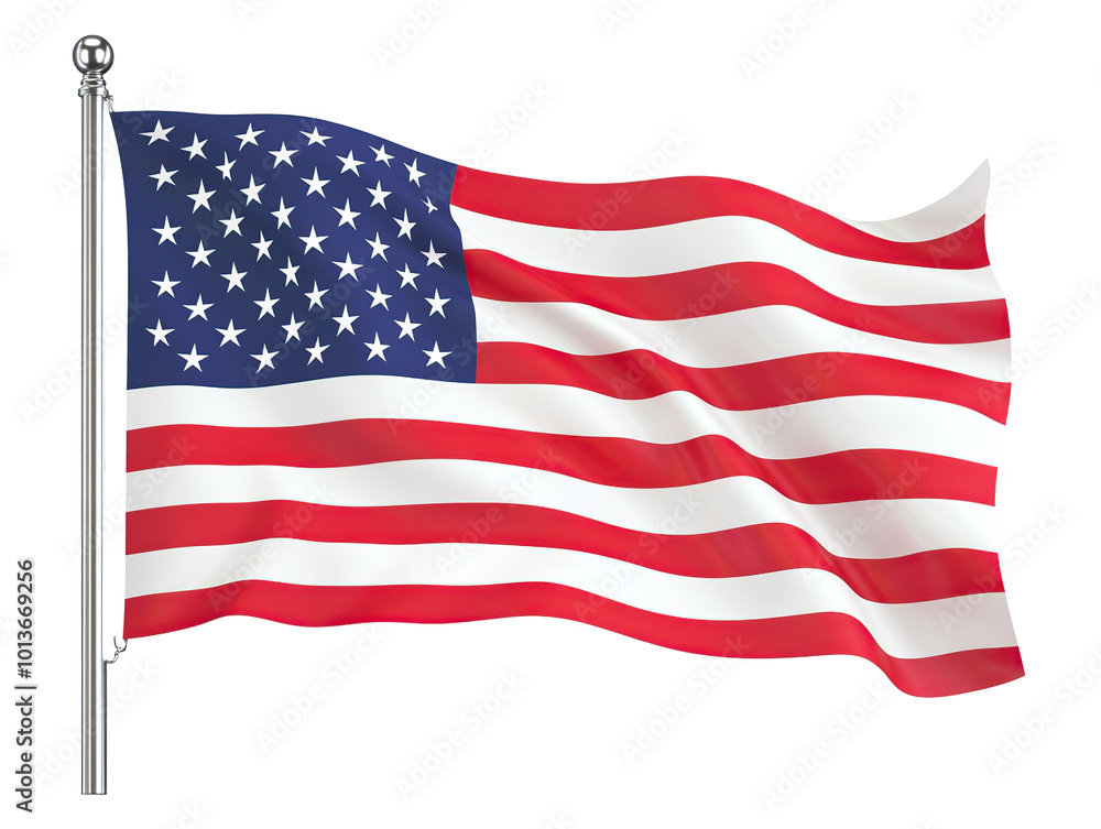United States Flag Waving on Transparent Background United States Flag Waving on Transparent Background