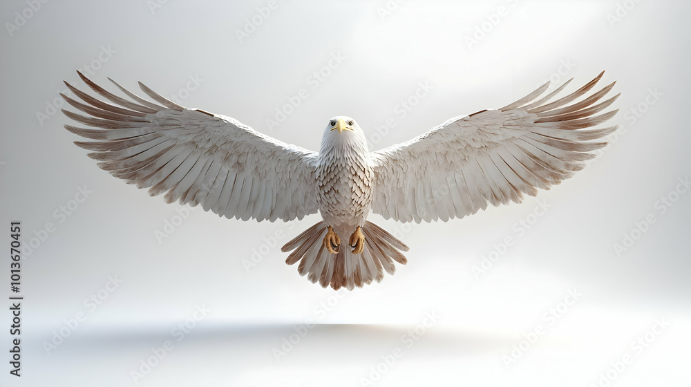 Obraz premium 3D Eagle Emblem and Stars Gracefully Ascending � Inspiring Freedom Symbol for Veterans Day Celebration, Isolated on White