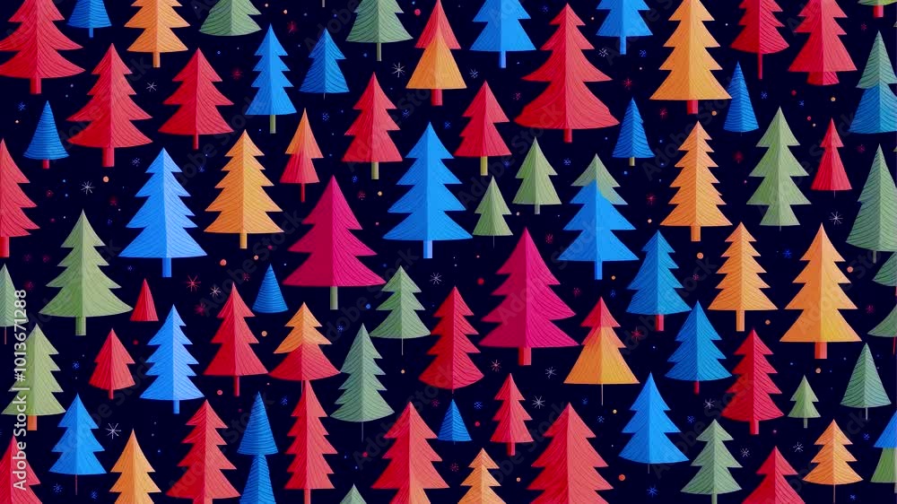 Stop-motion animation, background with Christmas trees and pine trees of different sizes, abstract winter New Year background for Christmas Stop-motion animation, background with Christmas trees and pine trees of different sizes, abstract winter New Year background for Christmas