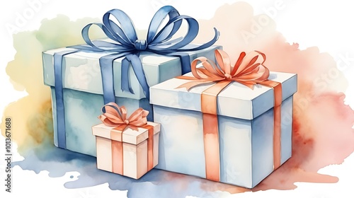 Watercolor Gift Box Illustration Perfect for Celebrations and Holidays, gift box, AI Generative