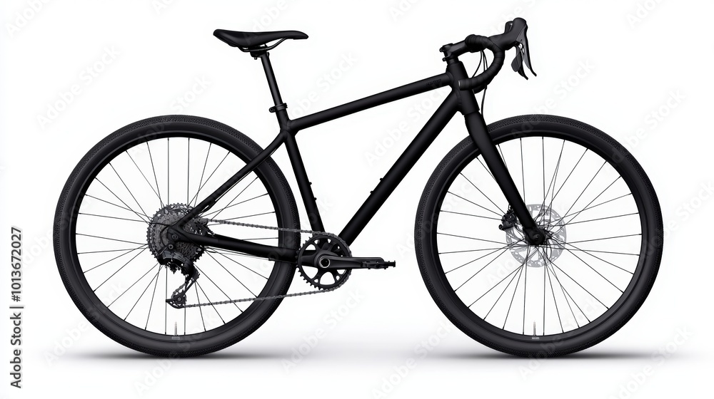 Fototapeta premium Sporty black bicycle on a white isolated background.