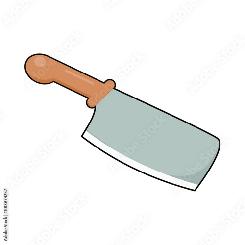 kitchen knife. brown handled butcher knife. kitchen utensils. kitchen, cooking, chef, restaurant theme. vector illustration. flat style