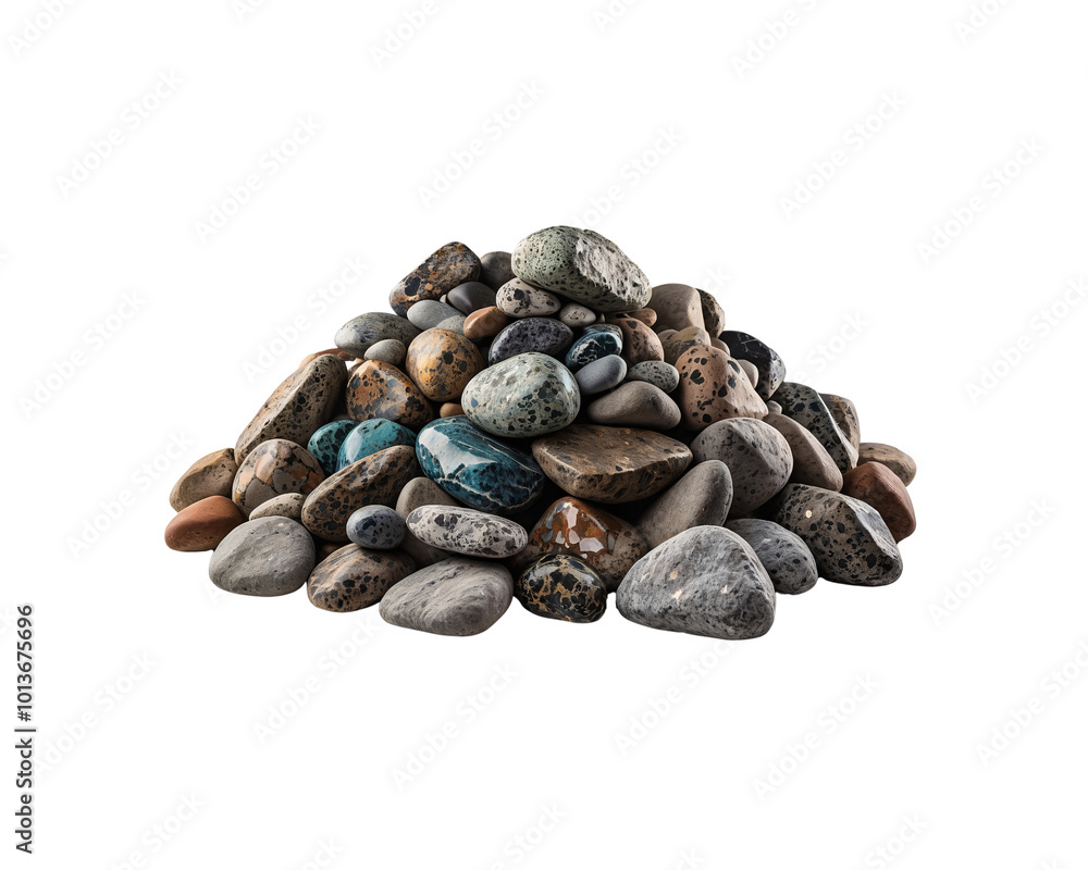 Pile of colorful rocks isolated on white background Pile of colorful rocks isolated on white background
