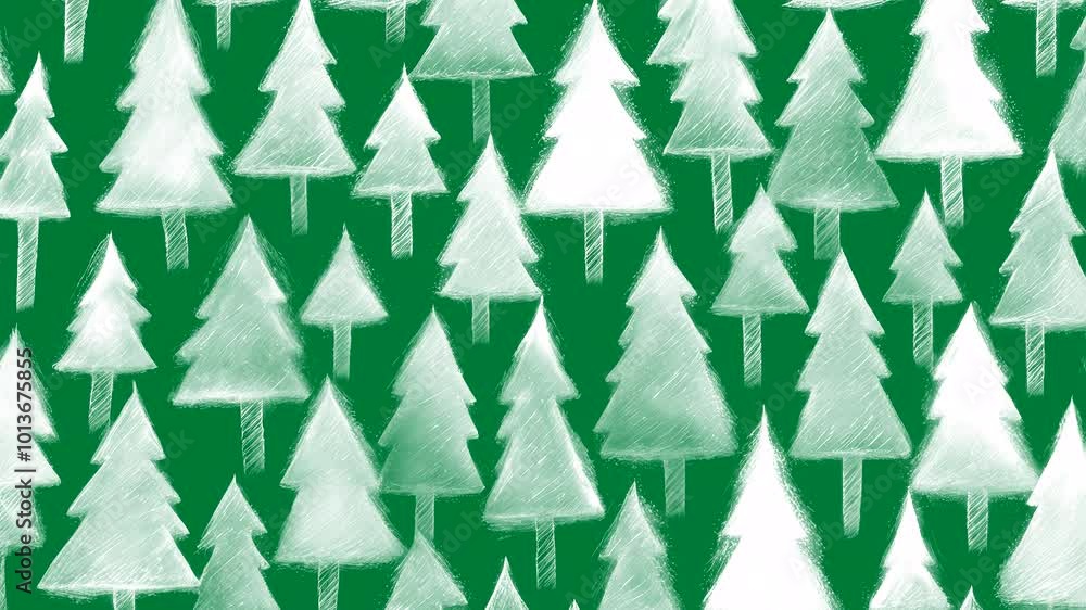 Stop-motion animation, background with Christmas green trees and pine trees of different sizes, abstract chalk or marker style winter New Year background for Christmas Stop-motion animation, background with Christmas green trees and pine trees of different sizes, abstract chalk or marker style winter New Year background for Christmas