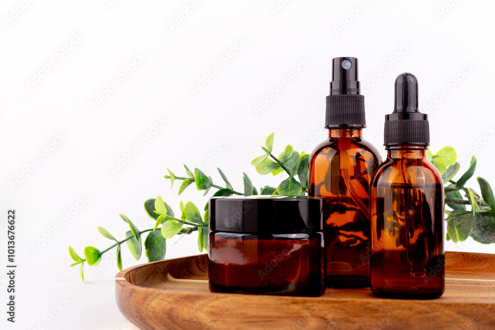 Natural facial cosmetic products on white background, top view. Set skin care products . Natural facial cosmetic products on white background, top view. Set skin care products .