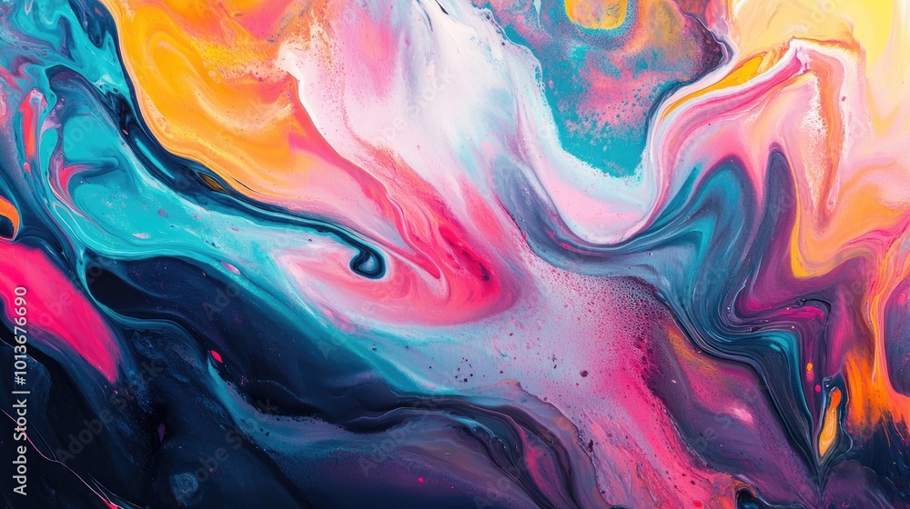 A vibrant abstract painting showcasing swirling colors of pink, blue, and orange, creating a dynamic visual experience. A vibrant abstract painting showcasing swirling colors of pink, blue, and orange, creating a dynamic visual experience.