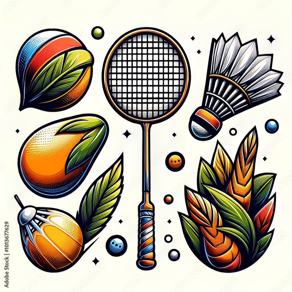 Clipart badminton bat and shuttlecock vector art with white background Clipart badminton bat and shuttlecock vector art with white background