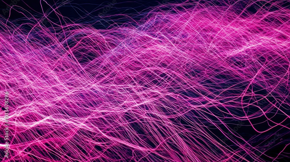 Obraz premium Abstract Background of Intertwined Pink and White Lines on a Black Background