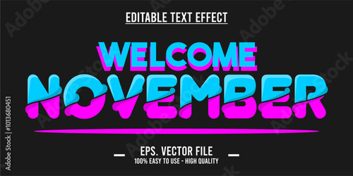 November word art illustration, editable text effect