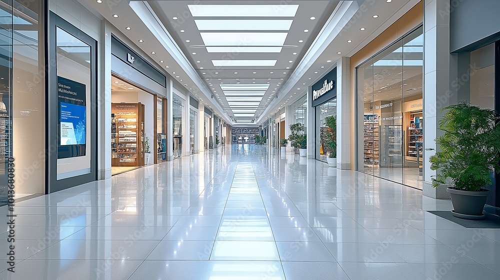 Digital signage with a screen in a mall aisle, enhancing the shopping experience Digital signage with a screen in a mall aisle, enhancing the shopping experience