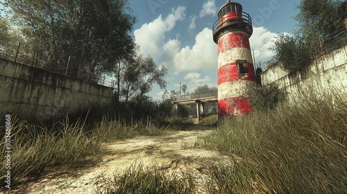 lighthouse by the ocean at ...