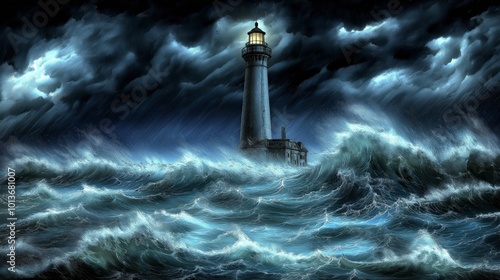 Waves crushing against a li...