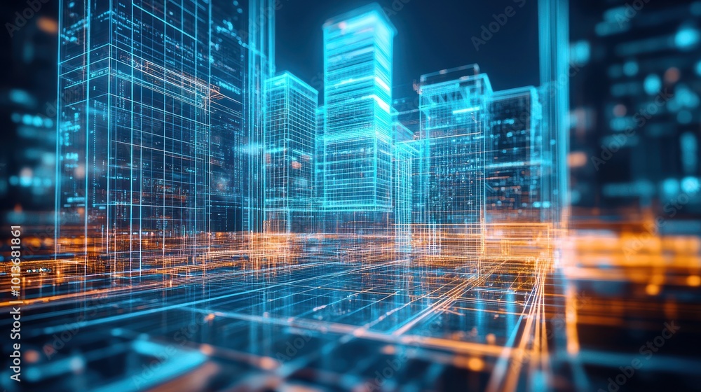 Futuristic cityscape with glowing lines and structures, representing advanced technology. Futuristic cityscape with glowing lines and structures, representing advanced technology.