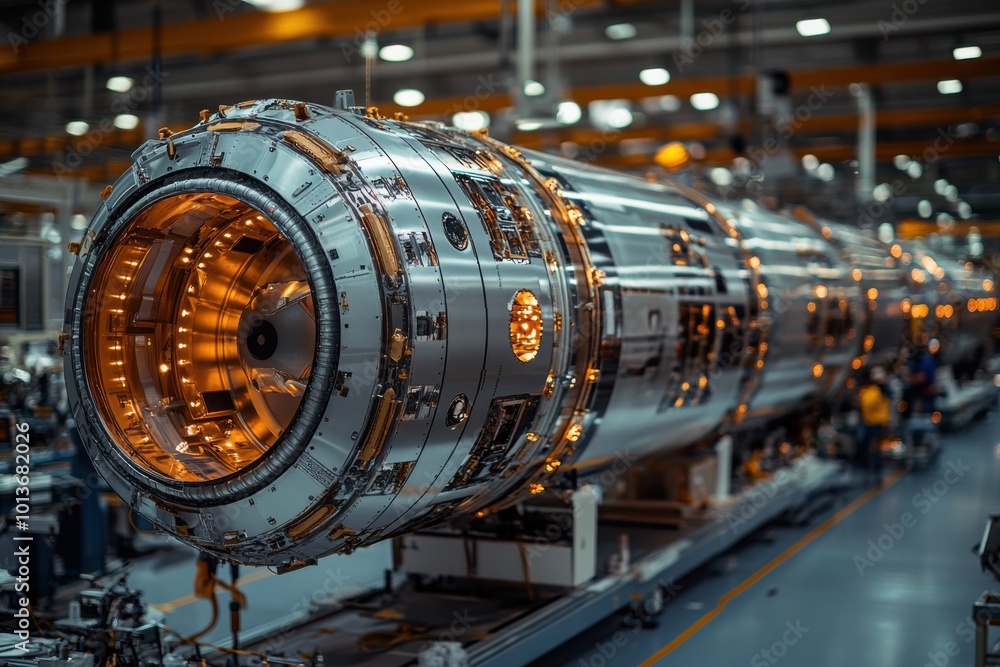 Futuristic Assembly Line of Advanced Aerospace Machinery Futuristic Assembly Line of Advanced Aerospace Machinery