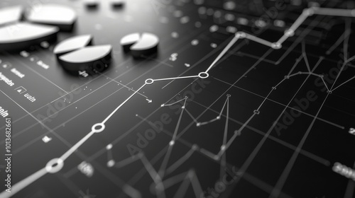 Black and White Financial Graphs and Pie Charts in Minimalist Design