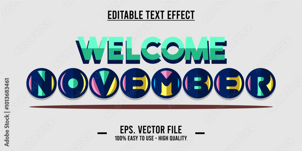 Fototapeta premium November word art illustration, editable text effect