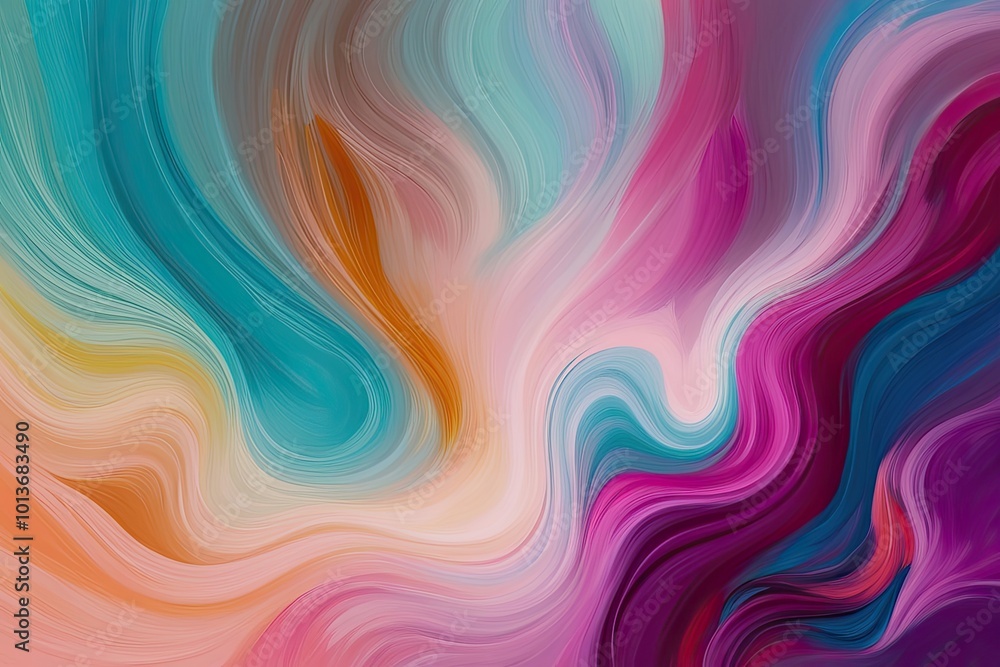 Closeup of Whimsical Digital Painting Highlighting Blended Colors on Virtual Canvas Closeup of Whimsical Digital Painting Highlighting Blended Colors on Virtual Canvas