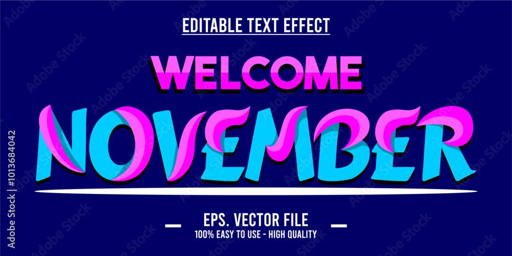 Fototapeta premium November word art illustration, editable text effect