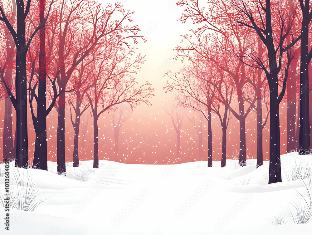 Serene Flat Glossy Winter Forest Illustration: Snow-Covered Trees & Clear Copy Space for Winter Promotions Serene Flat Glossy Winter Forest Illustration: Snow-Covered Trees & Clear Copy Space for Winter Promotions