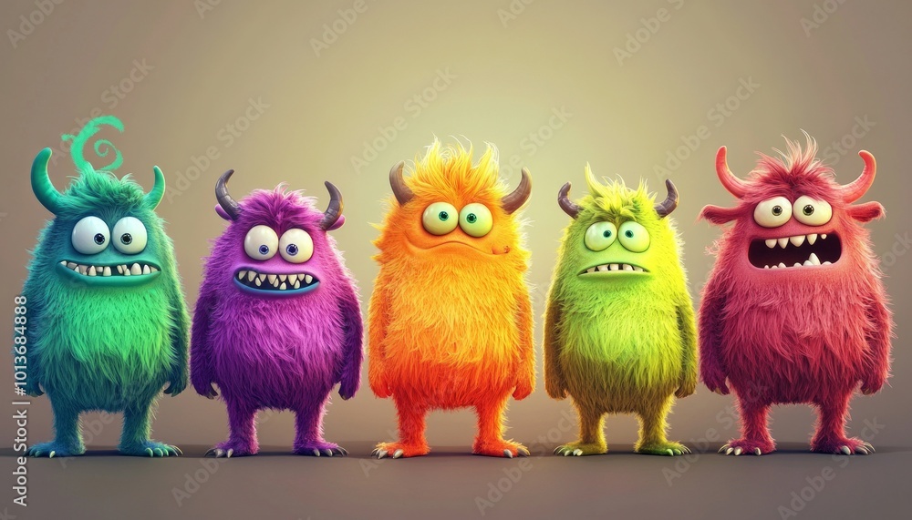 Cute Monster Vector Set Isolated on a White Background Featuring Colorful Creatures with Friendly Faces Cute Monster Vector Set Isolated on a White Background Featuring Colorful Creatures with Friendly Faces