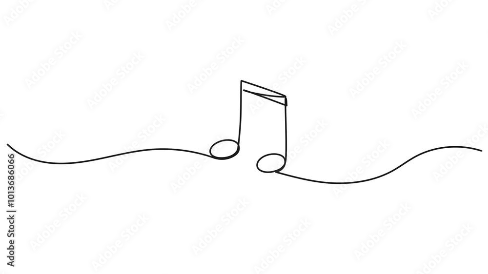 animated continuous single line drawing of musical notes, line art animation animated continuous single line drawing of musical notes, line art animation