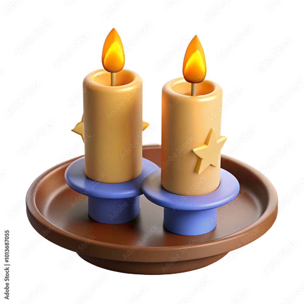 Passover Candles 3d cartoon style illustration Passover Candles 3d cartoon style illustration