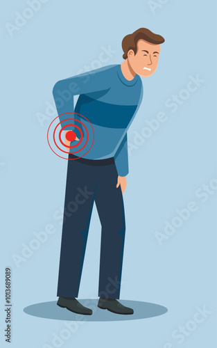 cartoon man with pain in back
