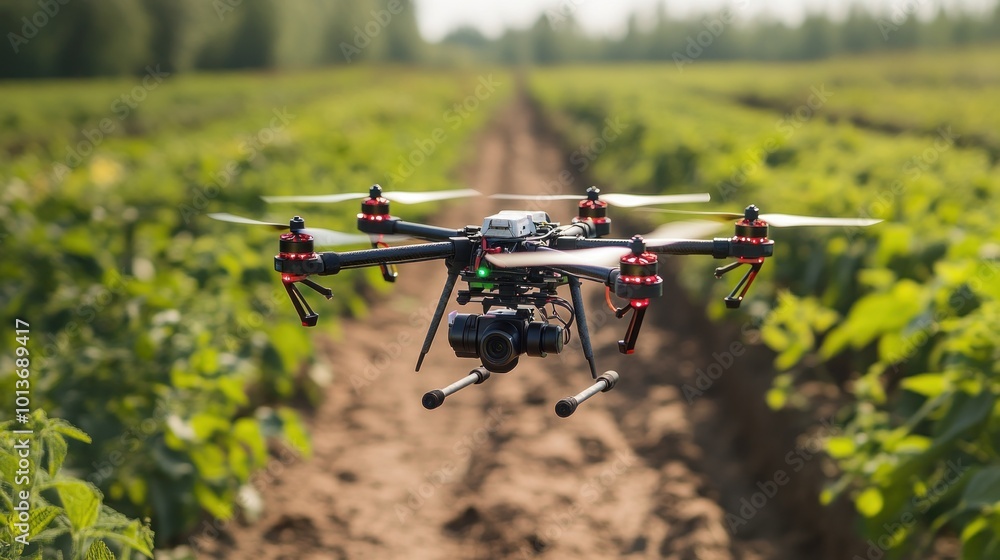 Drone Flying Over a Field Drone Flying Over a Field