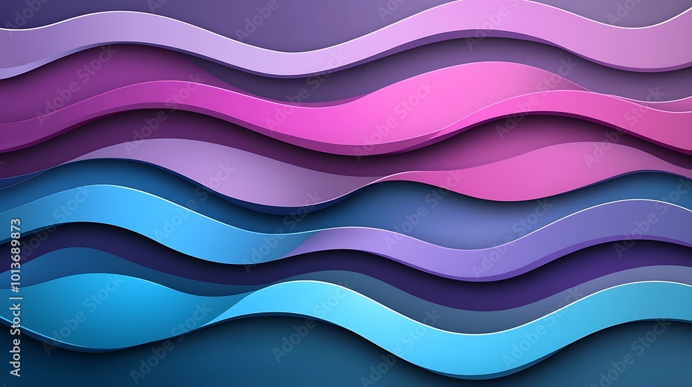 Abstract background with wavy lines in purple, blue, pink, and turquoise colors. Abstract background with wavy lines in purple, blue, pink, and turquoise colors.