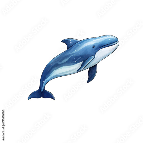 Blue whale jumping dynamic sea scene suitable for environment, wildlife conservation, marine biology projects, educational purposes, nature themed design. Generative AI photo