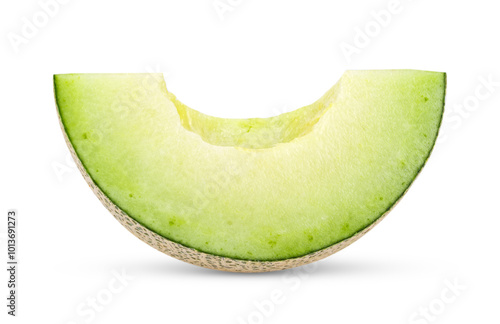 slice of green cantaloupe melon isolated on transparent png