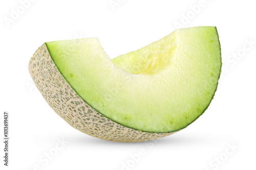 slice of green cantaloupe melon isolated on transparent png