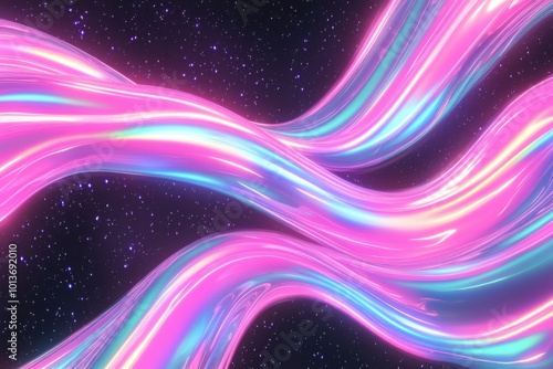 Pastel neon wave texture with glowing pink and blue streaks