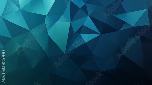 Abstract teal and blue low poly background with geometric shapes.