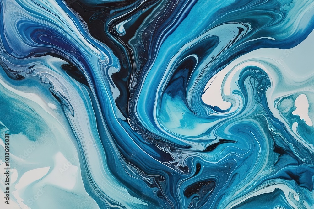 Obraz premium Abstract Blue Watercolor Background with Fluid Marbled Texture