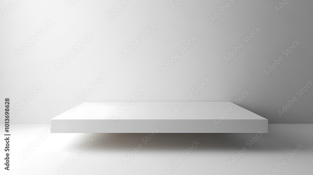 A simple white platform in a minimalist, empty white room, creating a clean, uncluttered backdrop for showcasing products or designs. A simple white platform in a minimalist, empty white room, creating a clean, uncluttered backdrop for showcasing products or designs.