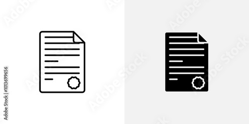 Icon of a document, representing files, reports, or official paperwork.