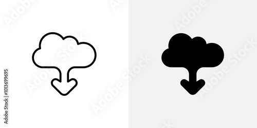 Icon showing a download arrow from a cloud, symbolizing cloud data retrieval.