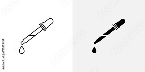 Icon of an eyedropper tool, representing color picking or liquid handling.