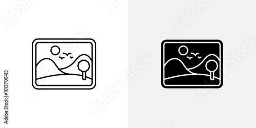 Icon of a picture or photograph, representing images, photos, or visual content.